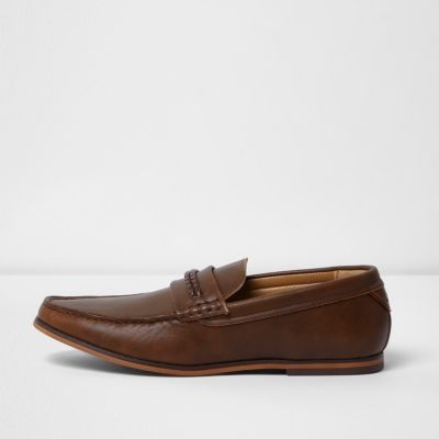 Brown braid loafers